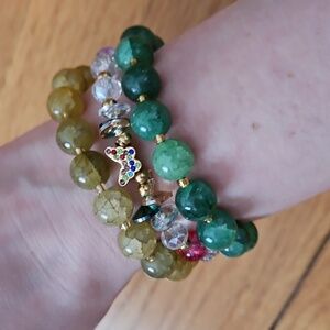 Multicolor Stackable Beaded Bracelet Set With Butterfly Charm